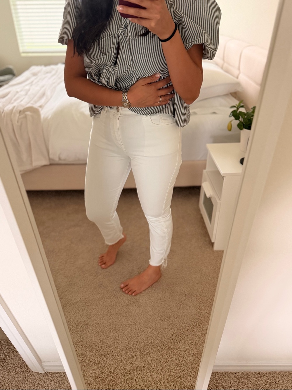 Zara Cream High-Rise Skinny Jeans